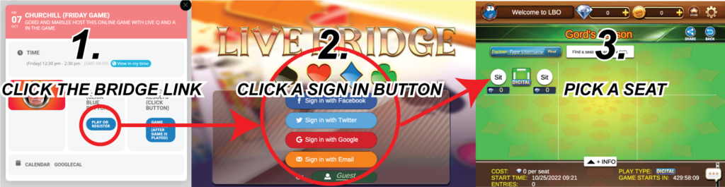 Live Bridge 3 step sign in